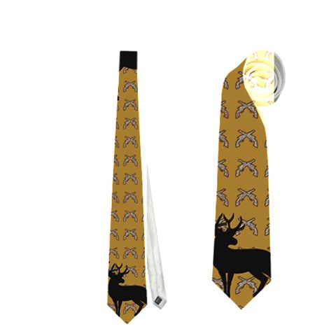 Deer/guns tan print Necktie (Two Side)
