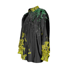 Load image into Gallery viewer, Blk/yell-green Print Men&#39;s Imitation Silk Long-Sleeved Shirt
