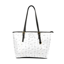 Load image into Gallery viewer, Hair scissor print blk/white Leather Tote Bag/Large (Model 1640)
