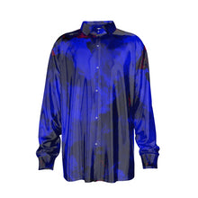 Load image into Gallery viewer, Blu/blk Print Men&#39;s Imitation Silk Long-Sleeved Shirt
