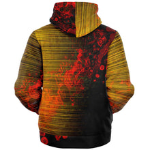 Load image into Gallery viewer, Yello/blk motorcycle themed abstract print microfleece zip up hoodies
