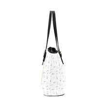 Load image into Gallery viewer, Hair scissor print blk/white Leather Tote Bag/Large (Model 1640)
