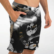 Load image into Gallery viewer, Guitarist/skull print board shorts
