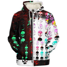Load image into Gallery viewer, Skull abstract skull themed print microfleece zip up hoodies
