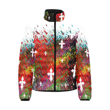 Load image into Gallery viewer, Multicolored cross print padded jackets Men&#39;s Stand Collar Padded Jacket (Model H41)
