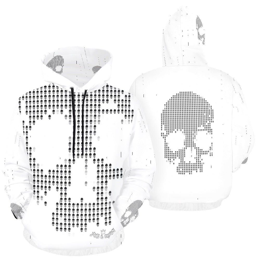 Skull themed print microfleece zip up hoodie Print Hoodie for Men (USA Size) (Model H13)