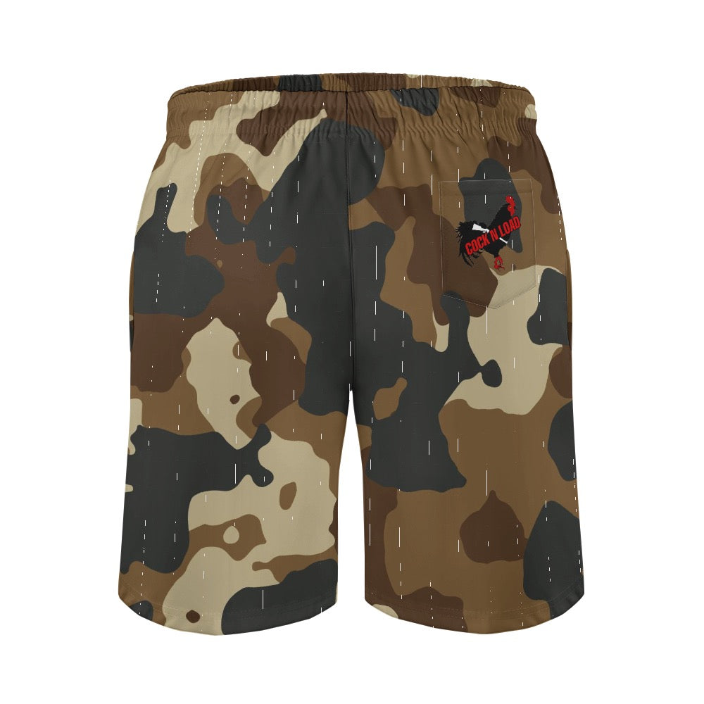 #rr6 Cocknload Camo with USA /gun print Men's casual beach shorts