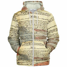 Load image into Gallery viewer, USA Constitutional themed print microfleece zip up hoodie
