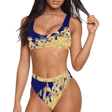 Load image into Gallery viewer, Women swimsuits blue splash print 85256B99-0E16-4331-9121-6853F91EDBEA Sport Top &amp; High-Waisted Bikini Swimsuit (Model S07)

