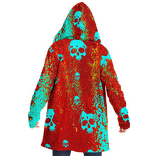 Load image into Gallery viewer, Teal skull themed abstract print sung hoodie

