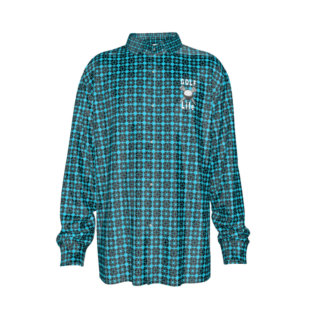 Golf life Print Men's Imitation Silk Long-Sleeved Shirt