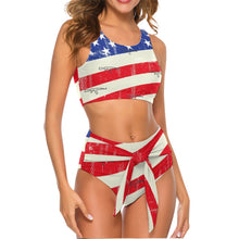 Load image into Gallery viewer, #WSW4 PATRIOTIC Ladies Cute Striped Bikini Two Piece Swimsuit
