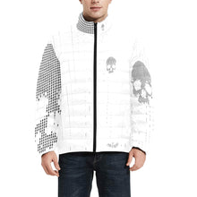 Load image into Gallery viewer, blk/white skull Print Men&#39;s Stand Collar Padded Jacket (Model H41)
