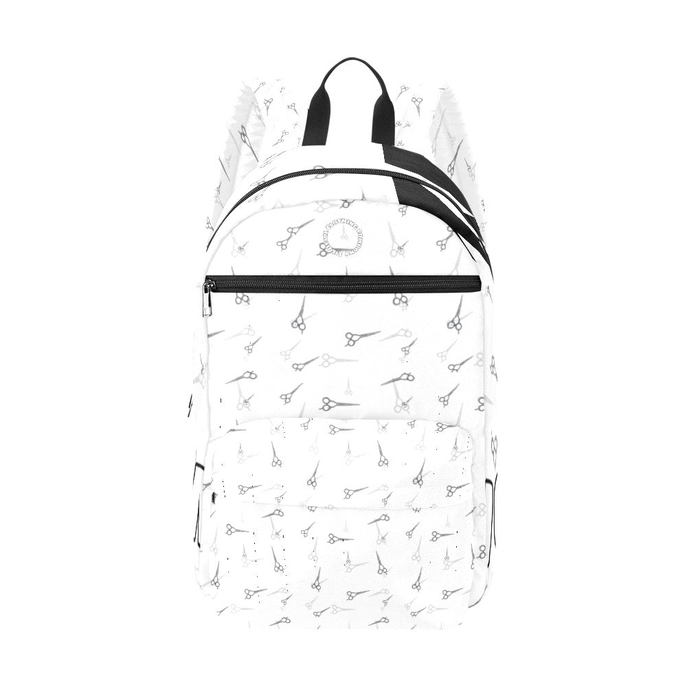 Hair scissor print blk/white Large Capacity Travel Backpack (Model 1691)