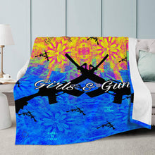Load image into Gallery viewer, Girls n Guns Blu/yello abstract print D43 Blankets
