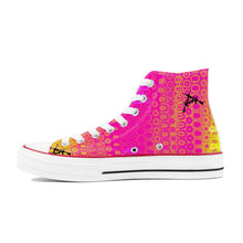 Load image into Gallery viewer, Girls n Guns pink circle print D70 High Top Canvas Shoes - White
