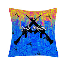 Load image into Gallery viewer, Girls n Guns Blu/yello abstract print D46 Pillow Covers
