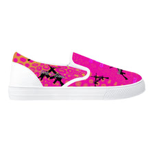 Load image into Gallery viewer, Girls n Guns pink circle print D31 Slip-on Shoes - White
