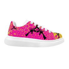 Load image into Gallery viewer, Girls n Guns pink circle print D69 Heighten Low Top Shoes - White
