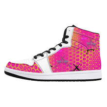 Load image into Gallery viewer, Girls n Guns pink circle print D16 High-Top Leather Sneakers - Black
