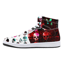 Load image into Gallery viewer, Multicolored skull print High-Top Leather Sneakers - White
