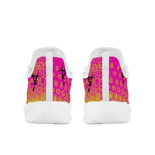 Load image into Gallery viewer, Girls n Guns pink circle print SF_F39 Lightweight Mesh Knit Sneaker - White
