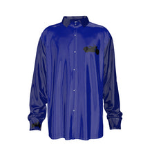 Load image into Gallery viewer, Purple/motorcycle Print Men&#39;s Imitation Silk Long-Sleeved Shirt
