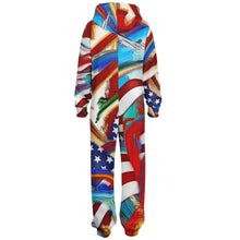 Load image into Gallery viewer, Unisex jumpsuit hoodie united 1usa themed print, zip up
