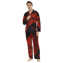 Load image into Gallery viewer, Plaid red/blk skulls Print Men&#39;s Lapel Pajama Set
