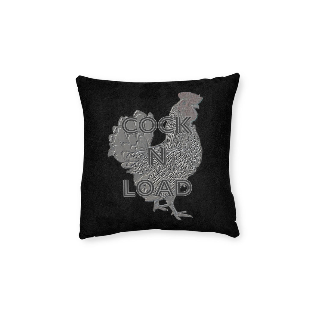 Cock n load Square Pillow - White Back