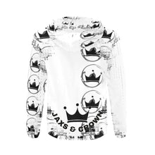 Load image into Gallery viewer, Jaxs n crown black and white design print, All Over Print Full Zip Hoodie for Men (Model H14)
