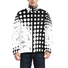 Load image into Gallery viewer, Hair scissor print bl/white Men&#39;s Stand Collar Padded Jacket (Model H41)
