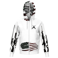 Load image into Gallery viewer, American strong print, zip up hoodie, premium polyester, and spandex blend
