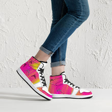 Load image into Gallery viewer, Girls n Guns pink circle print D16 High-Top Leather Sneakers - Black
