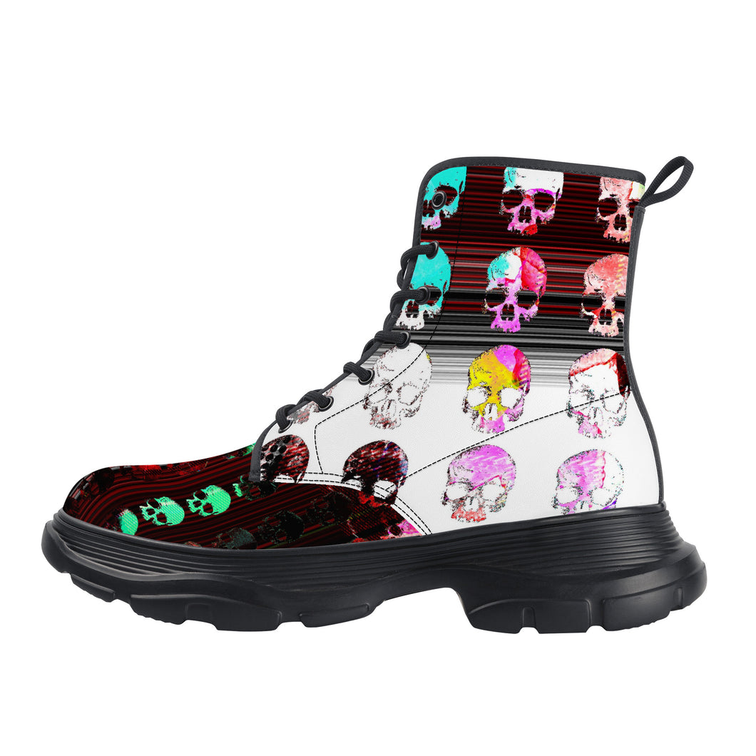 Multicolored skull print Chunky Boots unisex