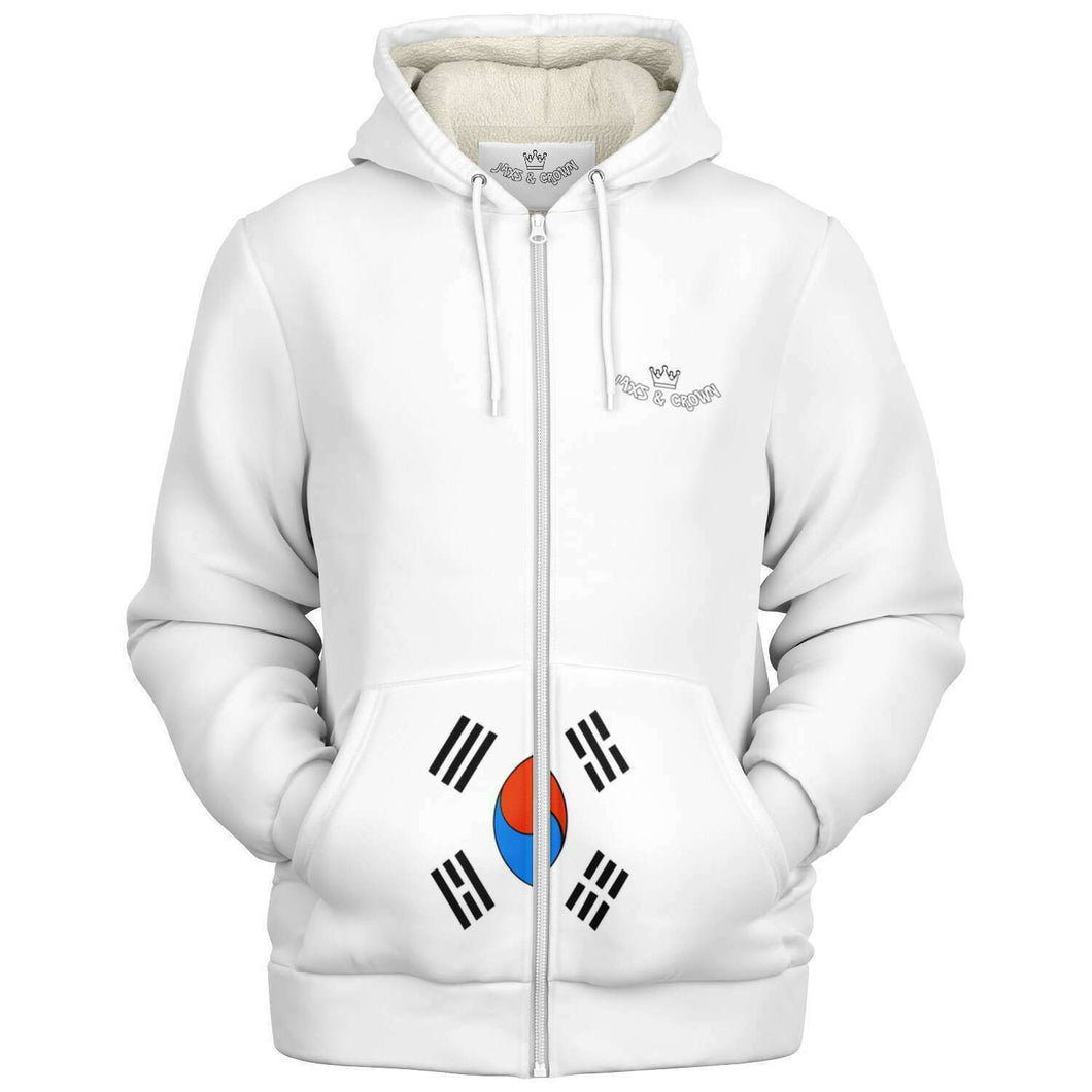 Korean flag design print , microfleece zip up hoodie