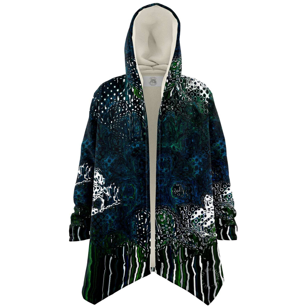 Teal abstract print cloak