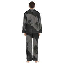 Load image into Gallery viewer, Blk/grey skull Print Men&#39;s Lapel Pajama Set
