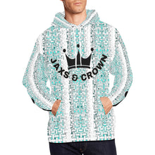 Load image into Gallery viewer, Jaxs n crown teal and white print,  All Over Print Hoodie for Men (USA Size) (Model H13)
