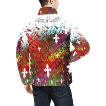 Load image into Gallery viewer, Multicolored cross print padded jackets Men&#39;s Stand Collar Padded Jacket (Model H41)
