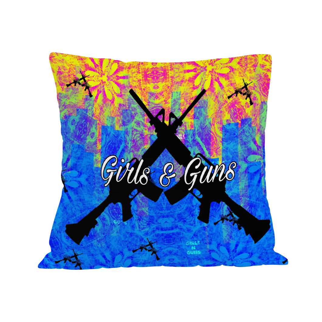 Girls n Guns Blu/yello abstract print D46 Pillow Covers