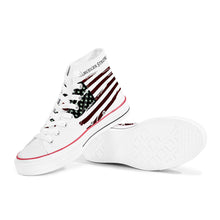 Load image into Gallery viewer, American strong print D70 High Top Canvas Shoes - White
