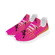 Load image into Gallery viewer, Girls n Guns pink circle print SF_F39 Lightweight Mesh Knit Sneaker - White
