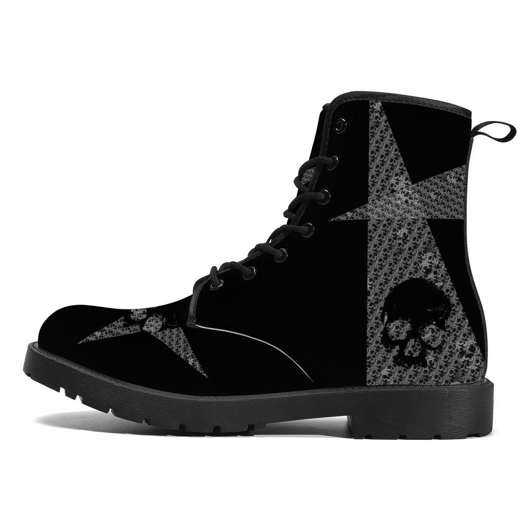 Triangular /skulls print Leather Boots unisex