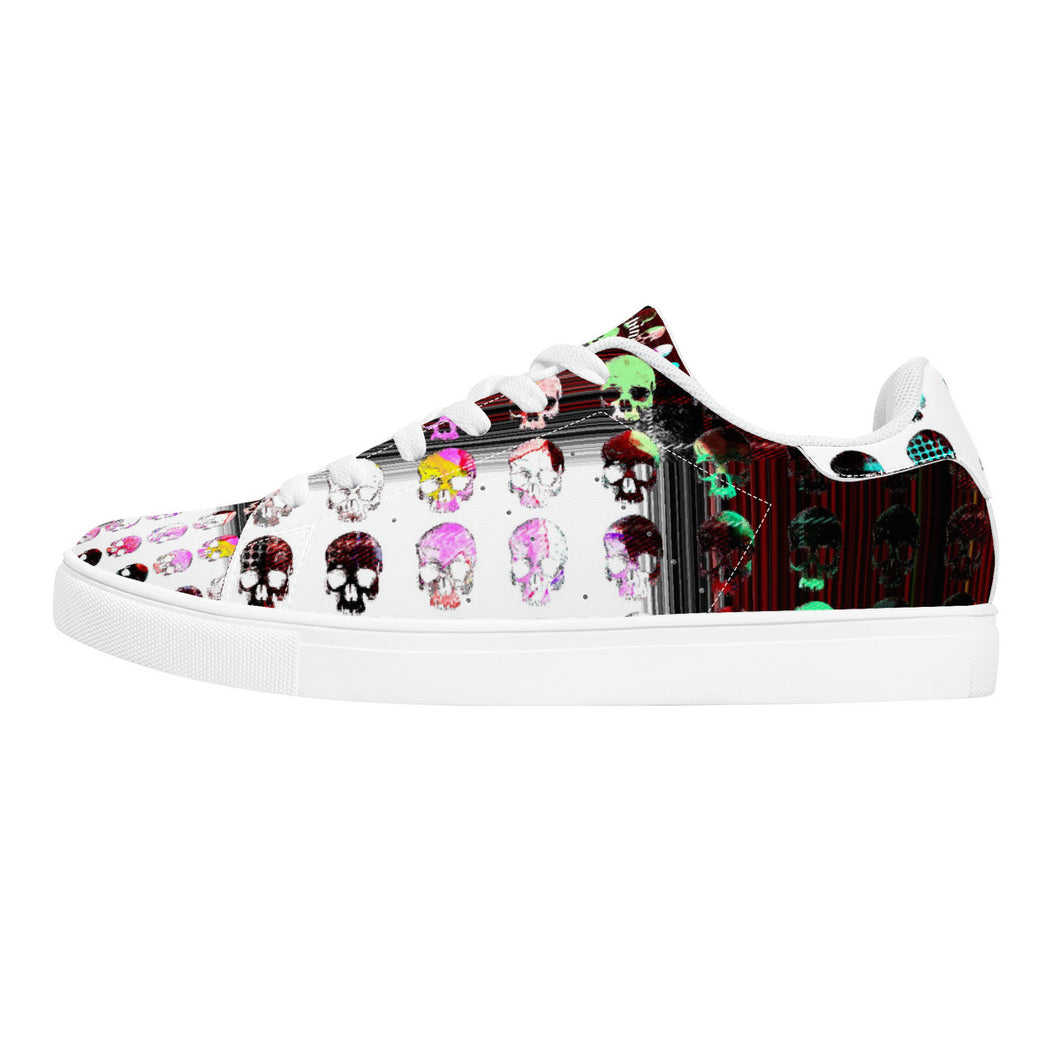 Skull print Low-Top Leather Sneakers - White