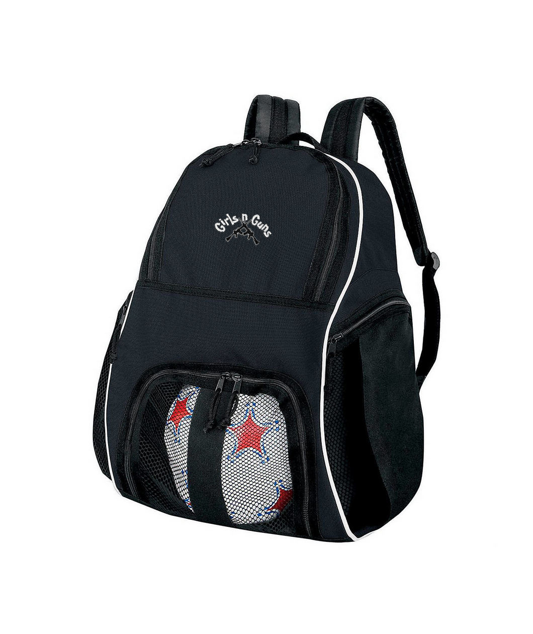 Girls n Guns print Embroidered Sports Backpack