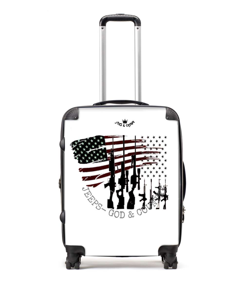 Jeeps/god/country print Large Suitcase 25