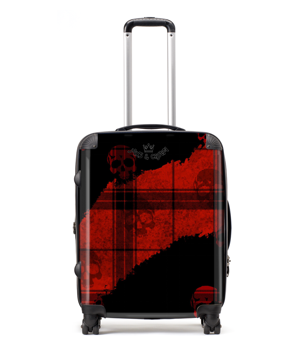 Red plaid skull print Large Suitcase 25
