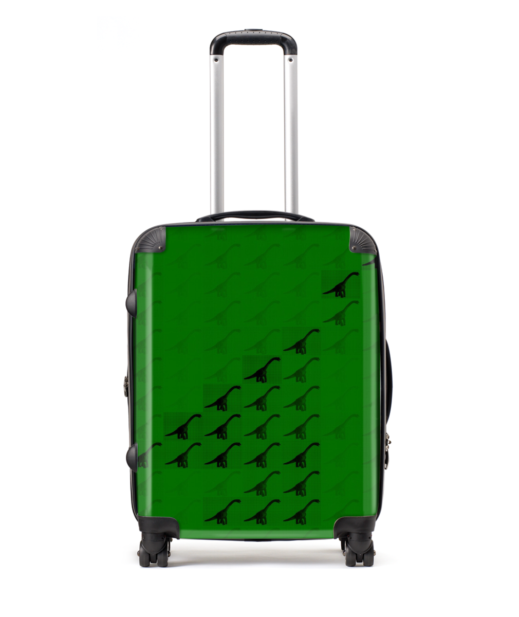 Green Dino print Large Suitcase 25