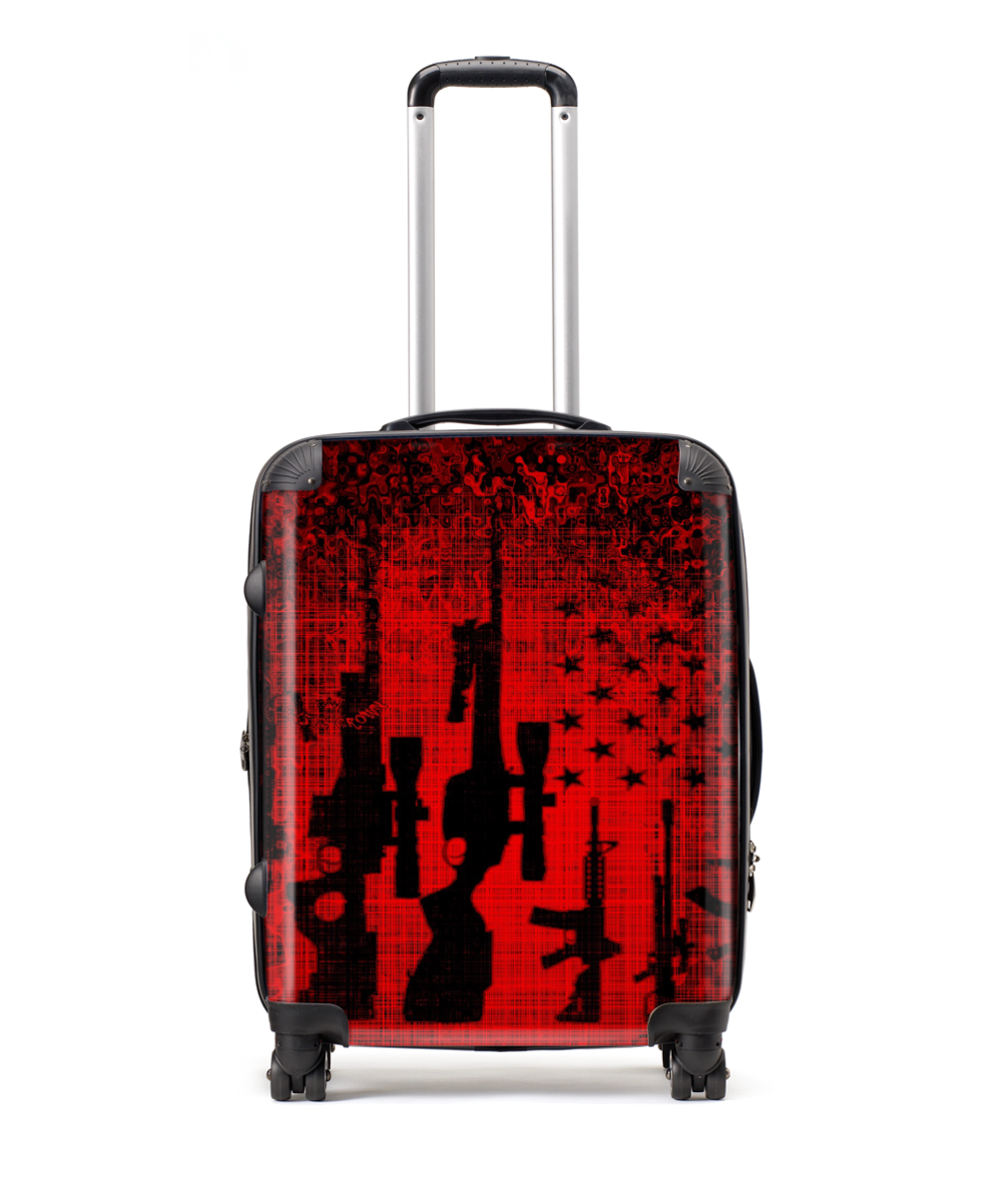 Red/guns print Large Suitcase 25